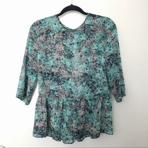 Petticoat alley women’s blue green floral top size M